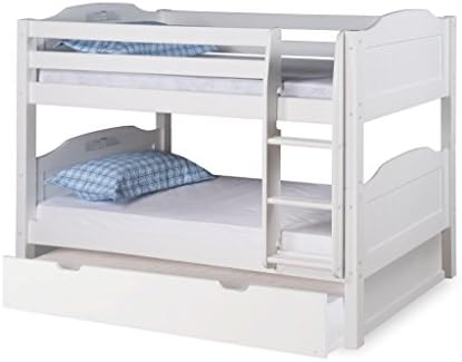 Expanditure Low Bunk Bed With Trundle - Attached Ladder - Panel Style - White
