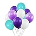 K KUMEED 12 Inch Unicorn Balloons White Purple Dark Purple Blue Assorted Latex Balloons for Birthday decorations Baby Shower Party Supplies (100 Pcs)