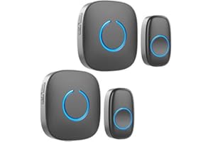 Wireless Doorbell by SadoTech – Waterproof Door Bells & Chimes – Over 1000-Foot Range, 52 Door Bell Chime, 4 Volume Levels with LED Flash – Wireless Doorbells for Home – Model C, 2 Pack (MBlack)
