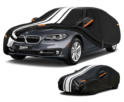 kayme Telo Outdoor Car Cover, Waterproof, Anti-UV, Windproof and Dustproof, with Cleaning Cloth, Compatible with BMW 5/6 Series, Mercedes Class E, Audi A6/A7 Etc. (Lowlin: 495 to 515 cm)