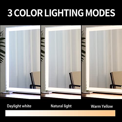 BEAUTME Makeup Mirror with Lighting, Large Hollywood Mirror with Light Cosmetic with Magnifier 10x Wall/Table Mirror (91.5x67cm)