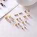 Rinhoo 9 Pairs Hypoallergenic Assorted Bead Charms Multiple Stud Earring Set Women Girls Jewelry (Gold)