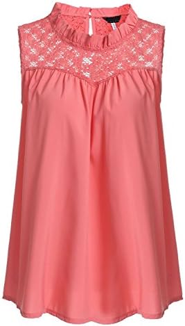 Summer Tops For Women, Sleeveless Floral Lace Casual Loose Chiffon Blouse Tee Shirts Tank (S, Pink)