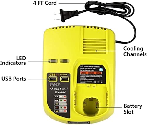 2-Pack 6.0Ah 18V Lithium-Ion Battery For RYOBI One+ Tools - Compatible With P102-P109 Models, 5-Year Warranty