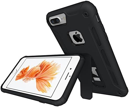 ka tike Compatible for iPhone 8 Plus/ 7 Plus/ 6s Plus/ 6 Plus Case,[Kickstand Series] Heavy Duty Rugged Dual Layer Shock-Absorption Non-Slip Bumper for 5.5 Inch(Black)