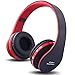 Wireless Foldable Headphones, Bluetooth Over-Ear Stereo Earbuds Wired Headsets with Built-in Microphone with 3.5mm Jack by Mikicat&nbsp; (Black Red) primary