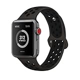 AdMaster Apple Watch Bands 42mm,Soft Silicone Replacement Wristband for iWatch Apple Watch Series 1/2/3 - S/M Anthracite/Black