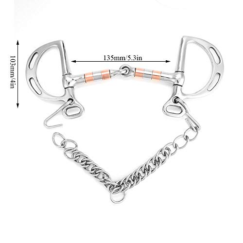 Stainless Steel Kimberwicke Bit with Red Copper Roller Horse Snaffle Bit(Horse Mouth Length 125 mm)