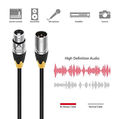 BC Master XL10 Cable Matter XLR Male to Female Microphone Cable, 3M/10Ft