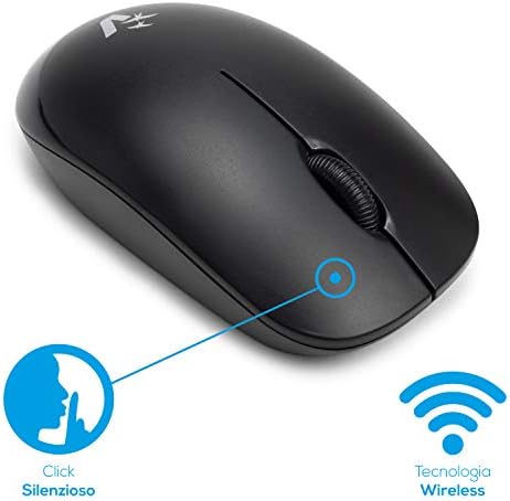 MW-07 Ratón inalámbrico óptico 1600 dpi inalámbrico 2,4 GHz con 3 Botones + Rueda de Desplazamiento, ambidiestro, para Notebook/PC/portátil/Ordenador/MacBook, Negro