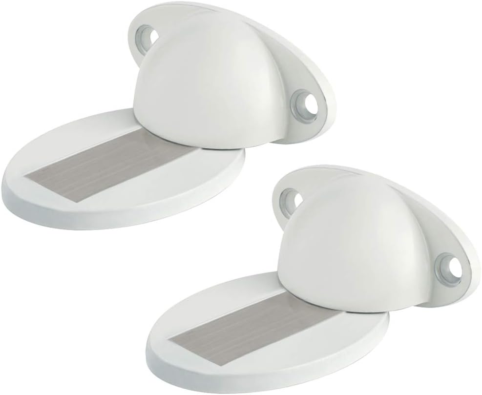 Mooche Magnetic Door Stop 2PCS Wall Mount Magnetic Door Stopper Floor Door Holder Easy to Installation Stainless Steel White, MCMX5009W-2P