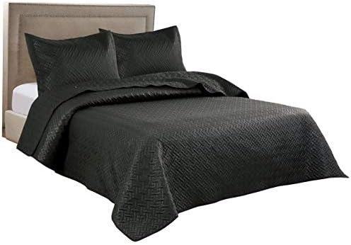 Black 100% cotton bedspread with lightweight ideal for summer use, priced at $39.99 as of August 9, 2023.
