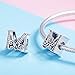 BAMOER 925 Sterling Silver Initial Letter M Charms for Snake Chain Bracelet Necklace Alphabet Beads