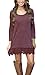 MiYang Women's Purple Long Sleeve A-line Lace Stitching Trim Casual Dress L