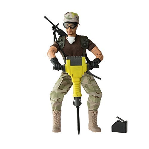 World Peacekeepers Army Men Action Figures: 30-Pt. Full-Motion 12-Inch Army Toys w/ Ninja Grip, Jackhammer, Gas Can, Goggles & Military Camo (Combat Engineer)