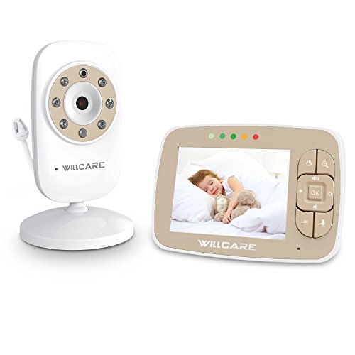 Newborn Baby Monitor with Night Vision Camera (3.5" LCD Screen) Wireless Two-Way Audio, Temperature Sensor, Lullabies, Eco Mode, Feeding Clock | 2nd Camera Available. (Beige) - $89.99