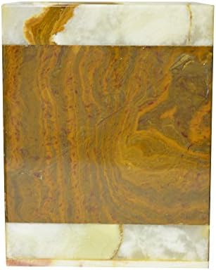 Polished Marble Wastebasket, Green and Amber Shower and Bathroom Accessory