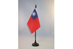 Taiwan Table Flag 4'' x 6'' - Taiwanese Desk Flag 15 x 10 cm - Black plastic stick and base - AZ FLAG