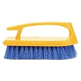 Rubbermaid Commercial Products - Rubbermaid Commercial - Iron-Shaped Handle Scrub Brush, 6" Brush, Yellow Plastic Handle/Blue Bristles - Sold As 1 Each - Molded handle gives you a powerful grip. - Long-lasting blue polypropylene fill resists stains. - Durable plastic block.