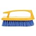 Rubbermaid Commercial Products - Rubbermaid Commercial - Iron-Shaped Handle Scrub Brush, 6" Brush, Yellow Plastic Handle/Blue Bristles - Sold As 1 Each - Molded handle gives you a powerful grip. - Long-lasting blue polypropylene fill resists stains. - Durable plastic block.