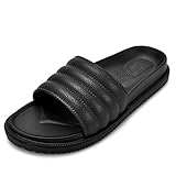 Earsoon Slides for Men Sandals Slippers - 2018 Style First House Slippers Leather Anti-Slip Heavy Duty