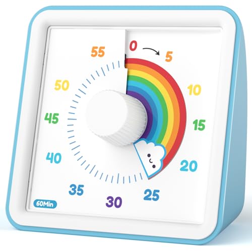 LIORQUE Visual Timer, 60 Minute Countdown Kids Timer, Pomodoro Timer, Time Management Tool for Children and Adults (Blue)