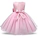 NNJXD Girl Sleeveless Lace 3D Flower Tutu Holiday Princess Dresses Size 6-7 Years Pink