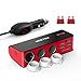 BESTEK 3-Socket 200W 12V/24V DC Cigarette Lighter Power Adapter with 6A 4-Port Car USB Splitter Charger primary