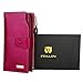 PEIUJIN Women's Large Capacity Luxury Genuine Leather Wallet with Zipper Pocket Smartphone Clutch (Purple RFID Blocking)