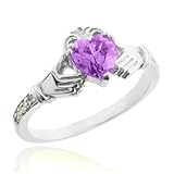 14k White Gold February Birthstone CZ Heart
