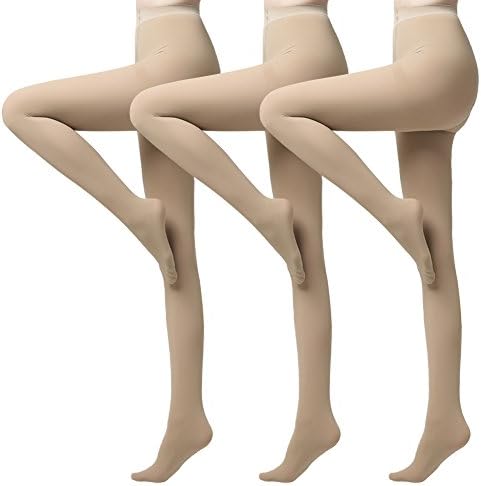 Women's Semi Opaque Tights Control Top Footed Reinforced Toe 80 Denier 120D Stockings Legging Pantyhose 3 Pack