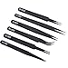 Generic ESD Precision Anti-static Tweezers Stainless Steel Tweezers With a Bag for Electronics Jewelry-making Repairing 6pcs