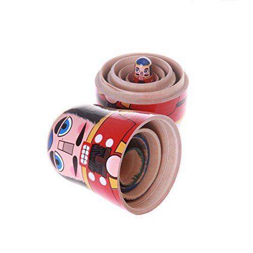 Nicedeal 5pcs/ Set Miles Kimball Nutcracker Soldier Matryoshka Nesting Dolls Wooden Russian Nesting Doll Handmade Craft Decoration 5.5" DIY Tools - Thumbnail 3