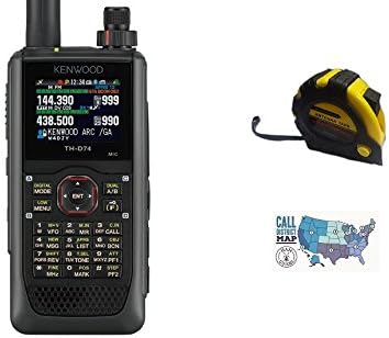 Bundle - 3 Items - Includes Kenwood TH-D74A 144/220/430MHz Tribander Digital Handheld w/APRS & D-Star with The New Radiowavz Antenna Tape (2m - 30m) and HAM Guides Quick Reference Card