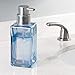 mDesign Modern Square Glass Refillable Foaming Hand Soap Dispenser Pump Bottle for Bathroom Vanities or Kitchen Sink, Countertops - Navy Blue/Brushed