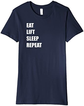Womens Eat, Lift, Sleep, Repeat Novelty Exercise Workout T Shirt Medium Navy