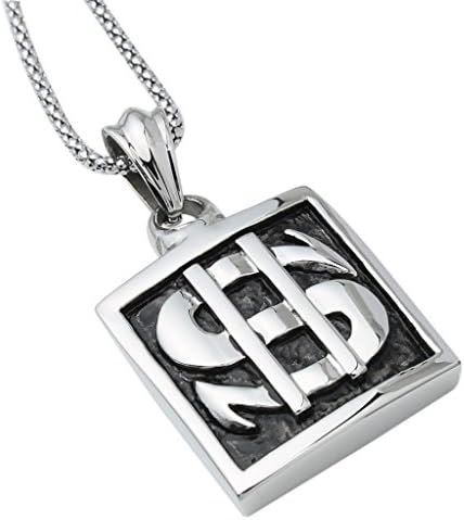 MoAndy Jewelry Stainless Steel Unisex's Fashion Necklace Dollar Sign Shape Pendant Silver and Black