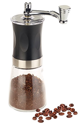 Rosenstein & Söhne Handkaffeemühle: Hand-Kaffeemühle mit Keramik-Mahlwerk, stufenlos einstellbar, 19 cm (Manuelle…