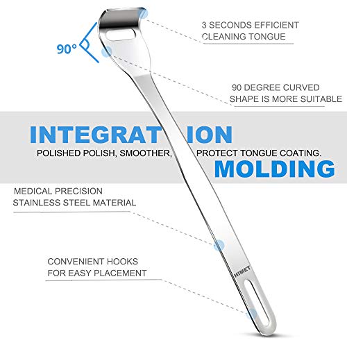 HIMET Tongue Scraper, UPGRADED Stainless Steel Tongue Cleaner, Tongue
