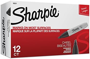 Sharpie 38201 Everlasting Markers, Chisel Tip, Black, 12 Depend