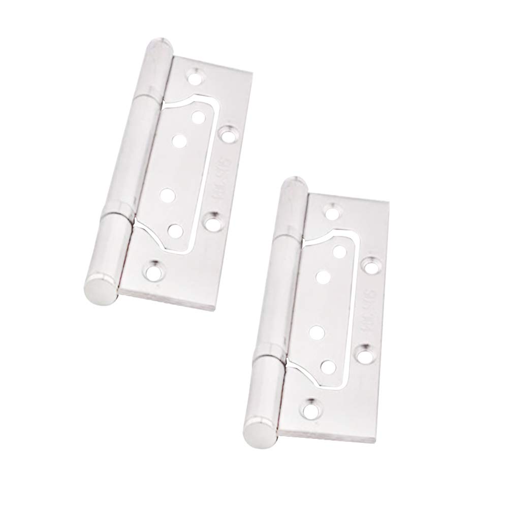 YOFASEN Stainless Steel Door Hinges - Thicken Folding Butt Hinges Wooden Gates Big Box Bearing Hinges with Matching Fixing Screws, Silver, 5 Inch(125x75x2.5mm) - 2pcs