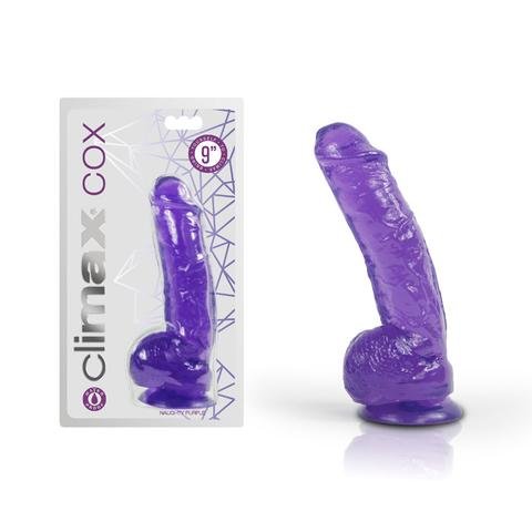 Climax Soft PVC Realistic 9 inches Dildo Suction(Naughty Purple)