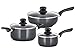 Kitchen Cookware Nonstick Pots and Pans Set, 15 Piece (Utensils and Glass Lids Included) Durable Professional Grade Aluminum Kitchenware, Oven safe, Black by Chef's Star