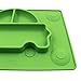 Innerneed One Piece Silicone Baby Placemat Kid Suction Divided Toddler Plate Feeding Plate Tray, Dishwasher and Microwave Safe, for Dining Table/Highchair (Green)