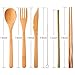 Boao 2 Sets of Reusable Bamboo Utensils Travel Cutlery Set with Case, Forks Knives Chopsticks Spoons Straws and Brushes, Camping Flatware Set (Pattern 3)
