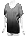 Lock and Love WT1117 Womens V Neck Short Sleeve Ombre Drape Dolman Top XXL BLACK