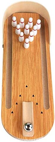 WORBAX Mini Bowling Game, Wooden Mini Tabletop Bowling Game Mini Tabletop Bowling Toy, Indoor Miniature Bowling Ball Toys Classic Desk Ball Educational Toy for Kids and Adults Hand Game
