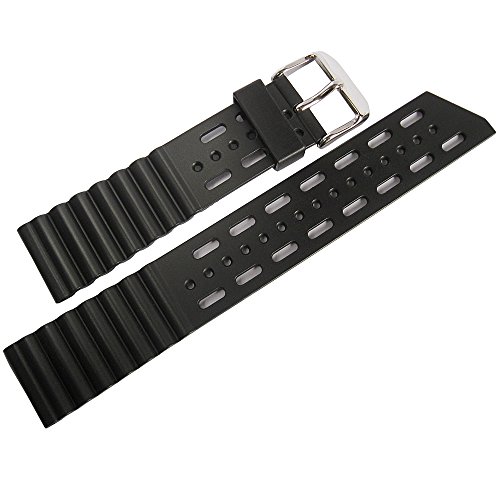 Bonetto Cinturini 22mm Black Rubber Watch Strap Model 282