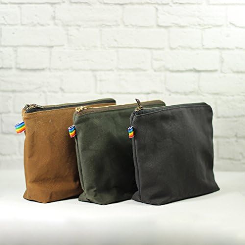 Waxed Canvas Bag with Brass Zipper comes in Assorted Colors