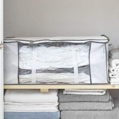Lakeland Vacuum Clothes & Duvet Storage Tote Bag 87L - Stores King-Size Duvet Space Saving Solution, White, 65 x 50 x 27cm - Image 4